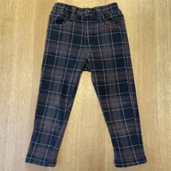 暖かいブラウンチェックのパンツ　110cm