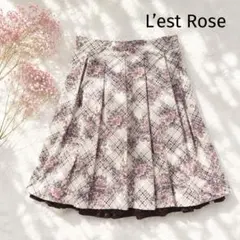 【レストローズ 】花柄チェックスカート 姫ギャル 姫系フレア 森ガール 膝丈のサムネイル