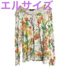 DAKS ダックスフローラル　花柄 長袖シャツ グレー系日本製　サイズ44