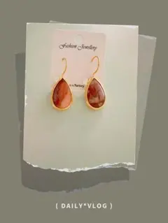 トルコ製Fashion Jewellery オレンジ天然石ピアス