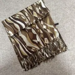 幾何学模様 大判ストール ショール フリンジ付き　秋