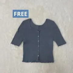 FREE’S MART ニット 半袖 リブ ブルー グレー サマーニットのサムネイル