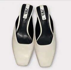 【美品】ZARA ザラ　スクエアトゥミュール 36 23cm ホワイト