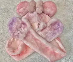 ディズニー　ミニーちゃん　ファンキャップとミトン　【美品】肌触り最高