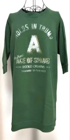 美品　ロデオクラウンズスウェット　ロングトップス五分袖　オーバーサイズ平成モデル