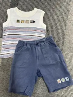 familiar ストライプ タンクトップとショートパンツ セット