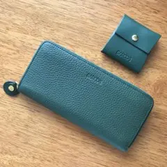 未使用級 BARCOS バルコス ロングウォレット 長財布 グリーン 箱付き