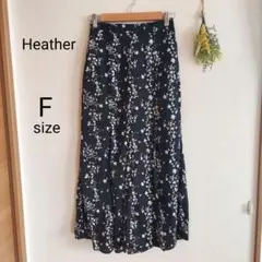 レディース ネイビー花柄ロングスカート フレア Heather ⑨