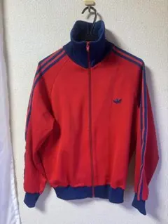 【80s】adidas デサント製 トラックジャケット 赤 紺 ヴィンテージ