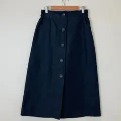 COMME CA ISM ロングスカート ネイビー フロントボタン ウエストゴム