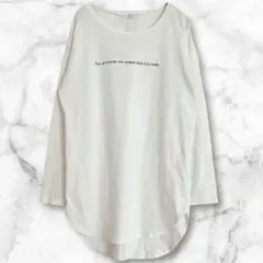 アーヴェヴェ　ホワイト　長袖Tシャツ　プリント　英文字　シンプル　ロンT S