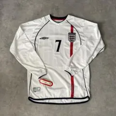 タグ付【正規品・長袖】ベッカム　イングランド　長袖　ユニフォーム　ワールドカップ 正規品】 ベッカム イングランド代表 日韓ワールドカップ W杯 長袖 XL