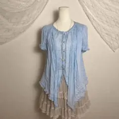 axes femme アクシーズファム 水色 レース切替 ドレープカーディガンのサムネイル