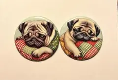 パグ おねむシリーズ 缶バッジ 2個セット