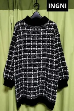 INGNI ツィード調ハイネックニットチュニックワンピース