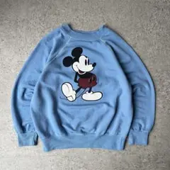 70s ディズニー ミッキーマウス 白足 プリントスウェット USA製
