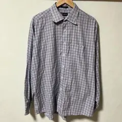 【古着】CHAPS チャップス　チェックシャツ 水色×茶色