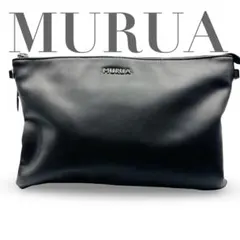 MURUA ムルーア クラッチバッグ ブラック フェイクレザー シンプル ロゴ