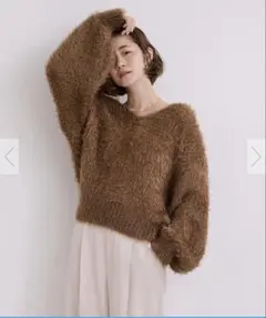 【新品・美品 】ur’s/Ｖネックオーバーサイズシアーローゲージニット