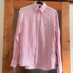 Tommy Hilfiger 長袖ピンクストライプシャツ M メンズ春夏秋