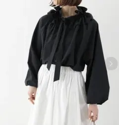 タグ付き CLOCHE フリル襟 ブラウス 長袖 ボリューム袖定価14300円黒のサムネイル