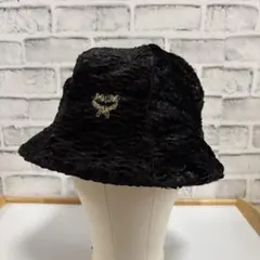 美品　MCM　ファー　バケットハット　バケハ　ブラック × ゴールド