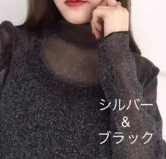 数量限定★新品未使用！シルバー　シンプル無地　シースルーチュールトップス