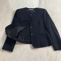 美品　DAKS ダックス　レディース ジャケット　紺　ノーカラー　ウール