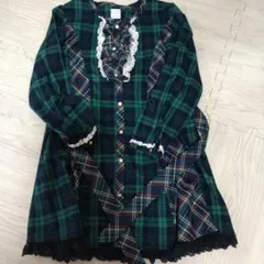 アクシーズファム緑系チェック ワンピース 150