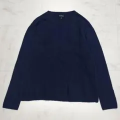 インディヴィ　カシミヤ100%　長袖ニット　ネイビー　38