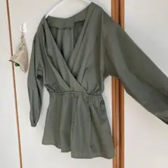 【GU】ジーユーレディース トップス シャツ カシュクール カーキ ☆