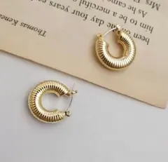 フープピアス キャッチレス シンプル ゴールド