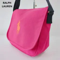 ラルフローレン　ショルダーバッグ　メッセンジャーバッグ　ホースロゴ　刺繍　ピンク
