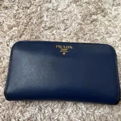 PRADA ネイビー サフィアーノレザー 長財布