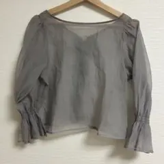 one after another NICE CLAUP グレー五分袖ブラウス