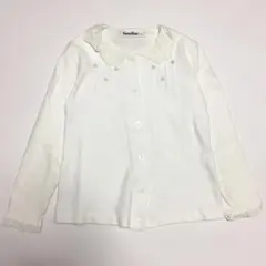 ファミリア　110cm ブラウス　レース　長袖　白　日本製　綿