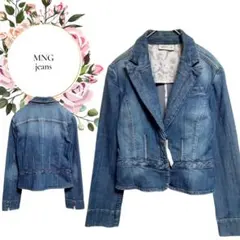 【MNG jeans】デニムジャケット♡綿98%【М】カジュアル♡テーラード♡青