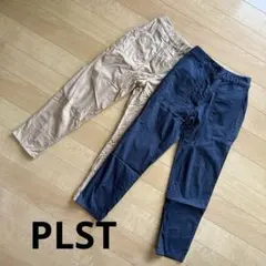 PLSTベージュ ネイビー パンツ2点セット