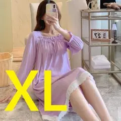 【55-4】紫・ナイトウェア・ルームウェア・ネグリジェ ・XLのサムネイル