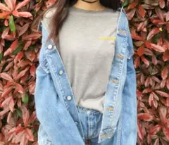 Moussy ライトブルーデニムジャケット　ユーズド加工 オーバーサイズ