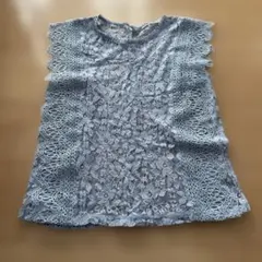 GU レース ノースリーブ トップス ライトブルー M