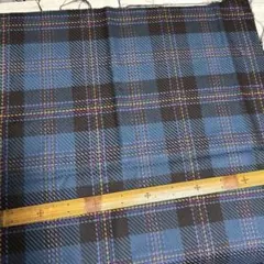 高級服地　余り生地　歪　チェック　青系