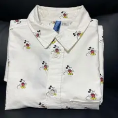 【未使用】H&M DIVIDED ミッキー柄 ワイシャツ XS/S 白 ホワイト