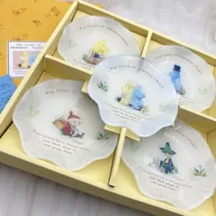 ムーミン谷の物語 5枚セット プレート　くもりガラス　すりガラス　ケーキ皿　小皿