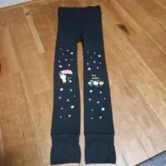 黒の花柄レギンス 140～150裏起毛