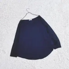 【earth music&ecology】　ブラウス　（Ｆ）　レース袖　長袖　紺