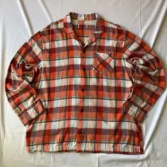 00s チェック パジャマシャツ オレンジ グランジ Y2K 平成 大人気 古着