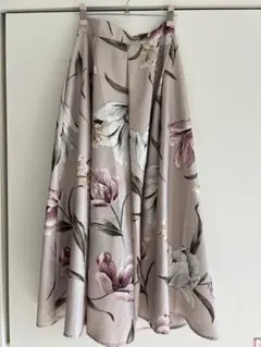 アプワイザーリッシェ フレアロングスカート 花柄 ピンクベージュ
