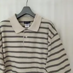00s puritan マルチボーダー ポロシャツ XL 生成り ビッグサイズ