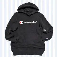 【チャンピオン】フーディ パーカー 黒 ロゴ ポケット メンズ レディース